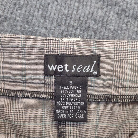 Wet Seal Skirt Womens Size 5 Gray Check Pattern Side Slit Cotton Blend - Picture 12 of 12